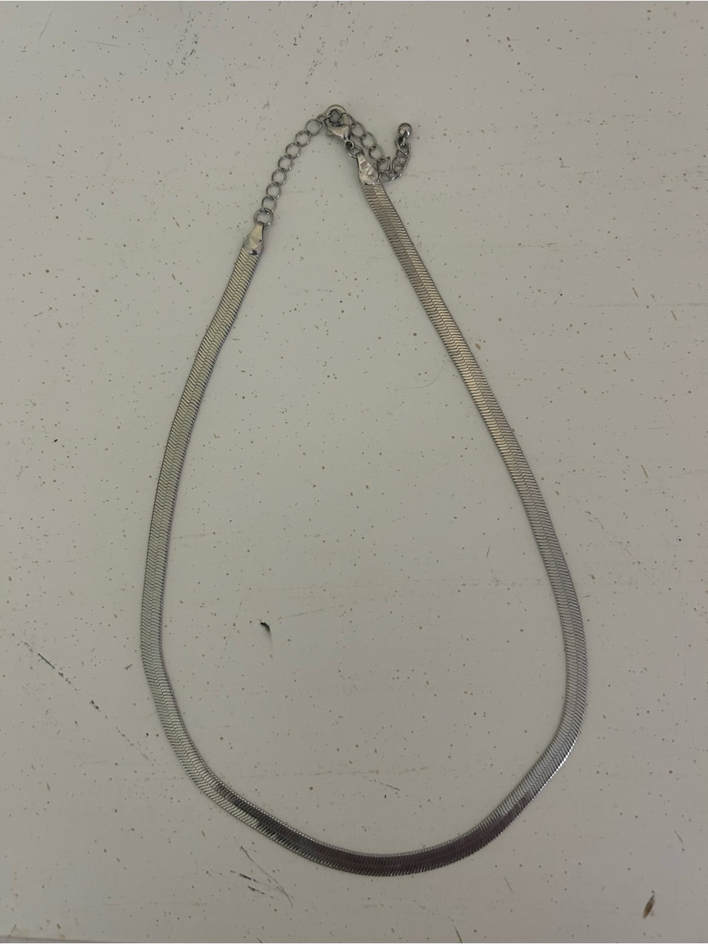 Silver Herringbone Chain Necklace